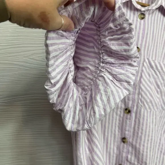 Anthropologie Maeve Lilac Striped Blouse - Picture 5 of 9